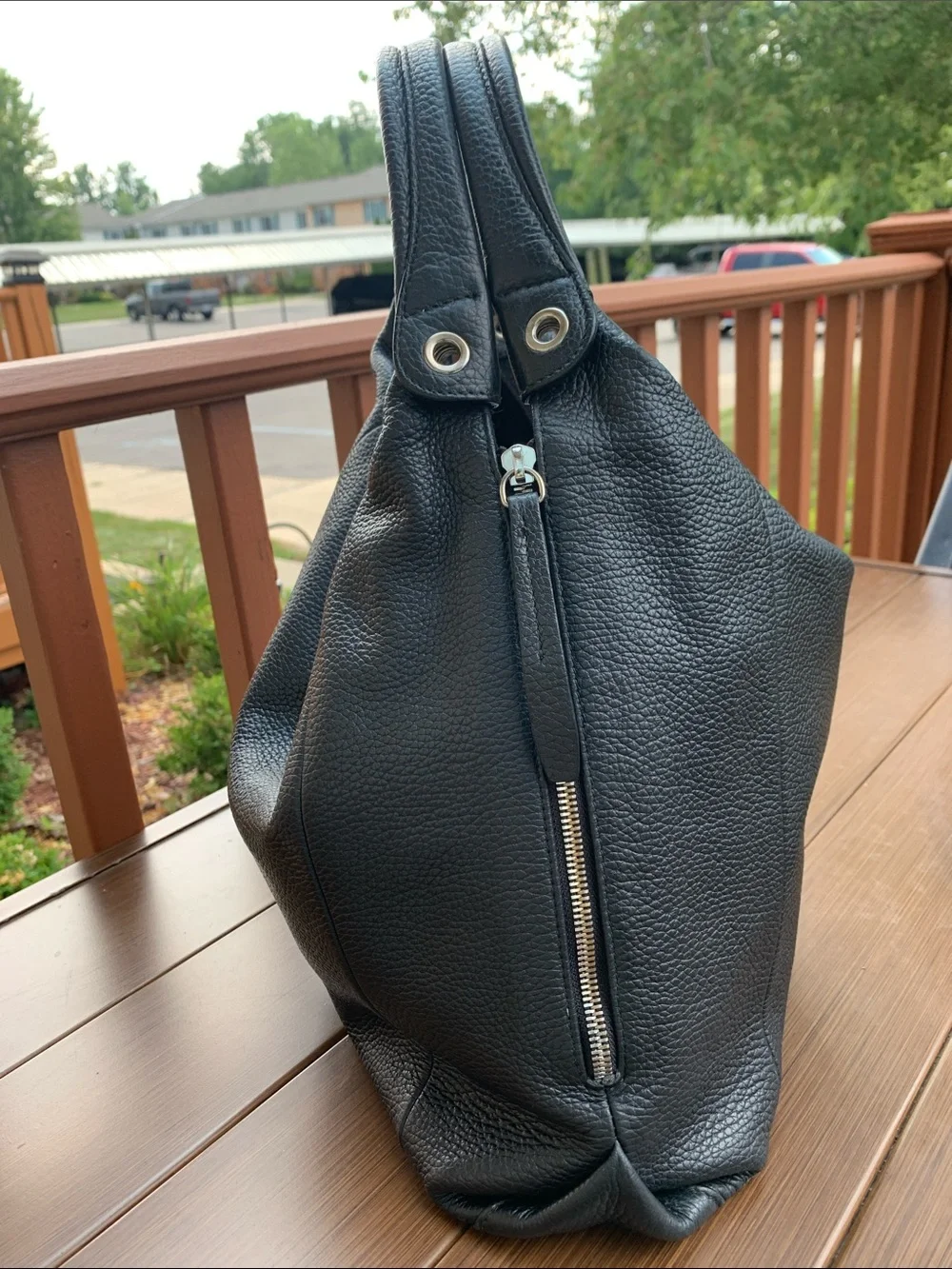 Furla  Black Pebbled Leather Slouch Hobo